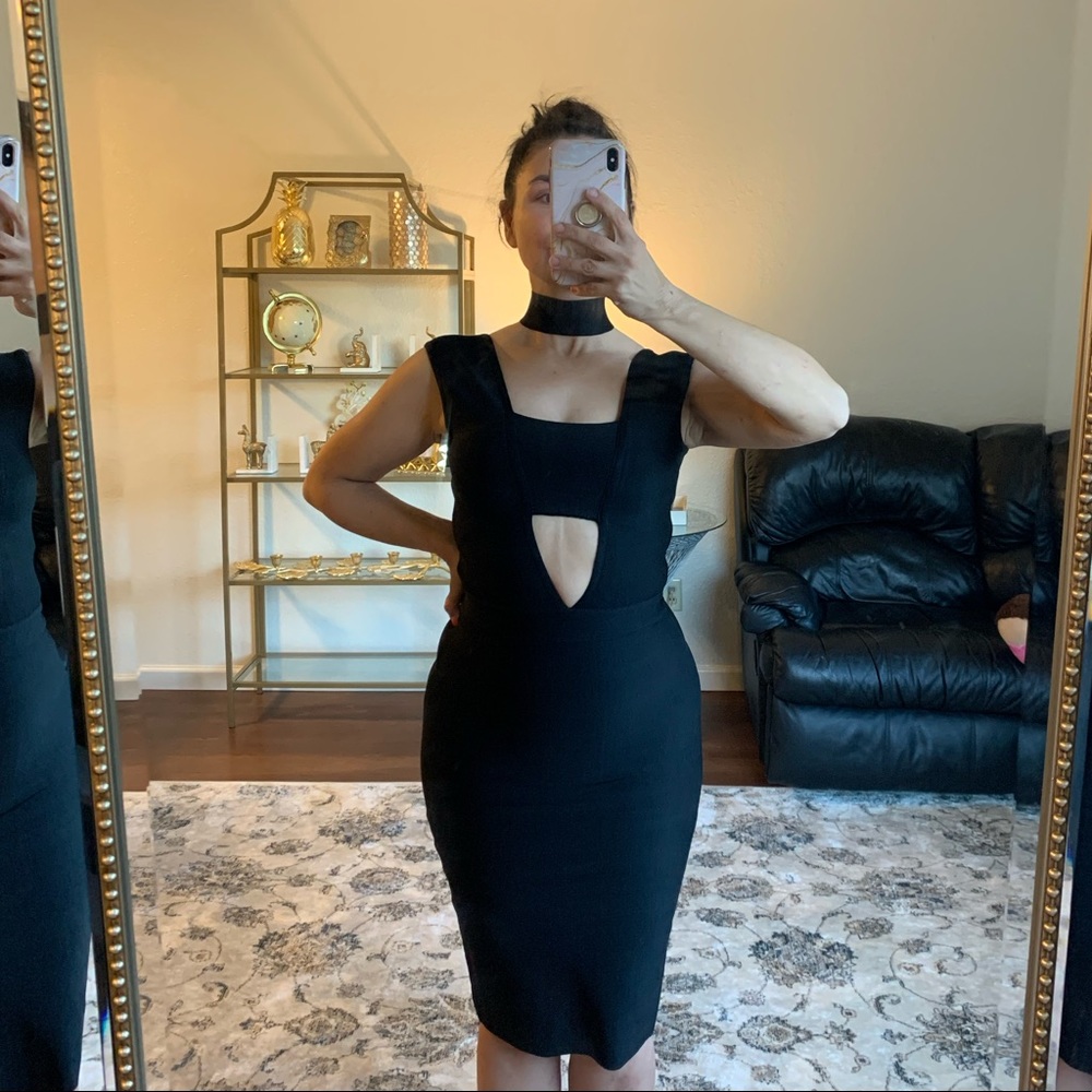 Dalia Macphee Bandage Dress With Cutouts Gem